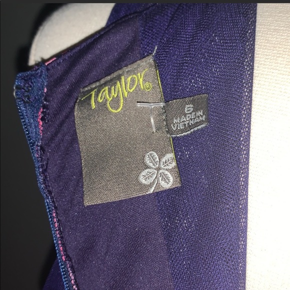 Taylor Navy Blue Pink Floral Sleeveless Maxi Dress - Picture 7 of 8